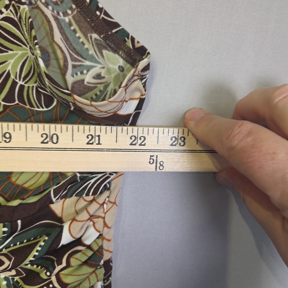 Cato Woman 18/20W Sleeveless Floral Asymmetrical Layered Tunic Top Brown Green P - Picture 6 of 13